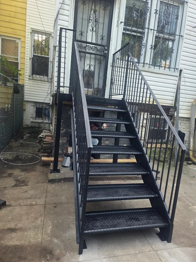 Steel Masters NYC crew performing steel staircase installation in Kings County, Brooklyn